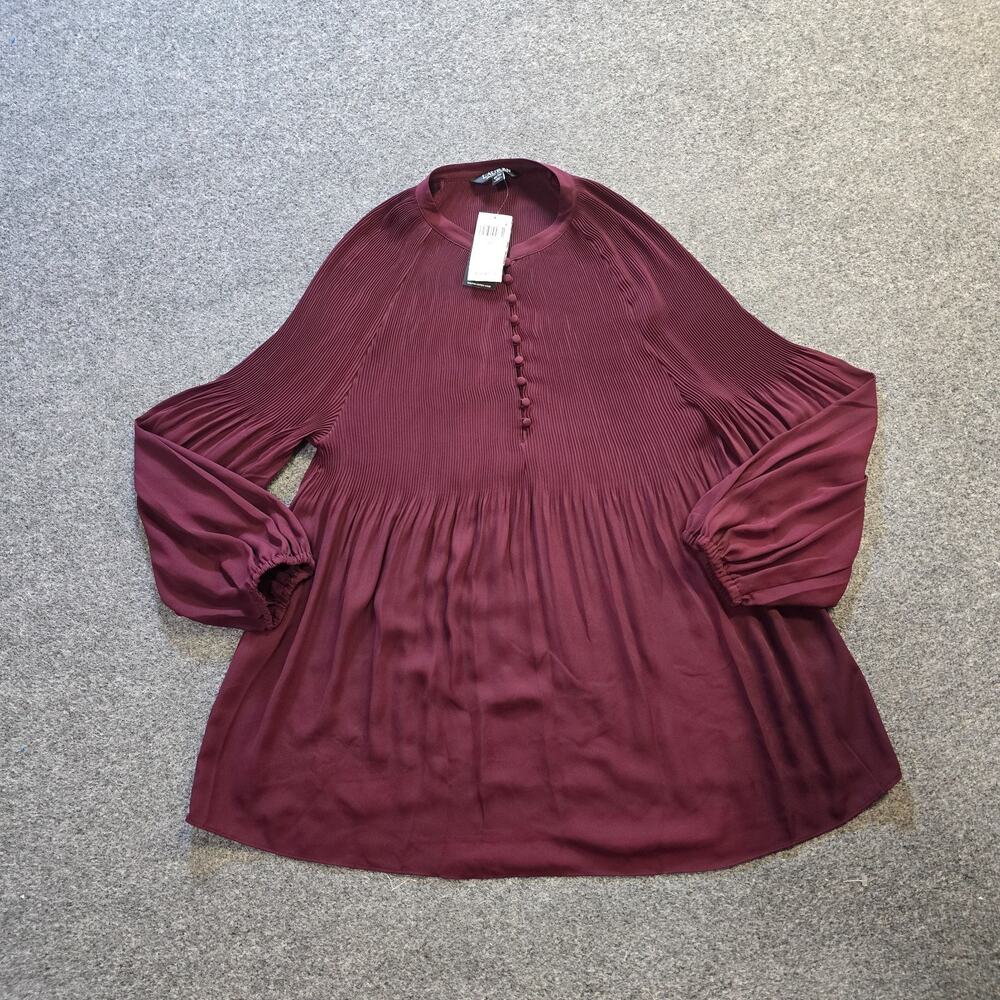 Lauren Ralph Lauren Top Womens Size 1X Purple Burgundy Pleated Career Casual